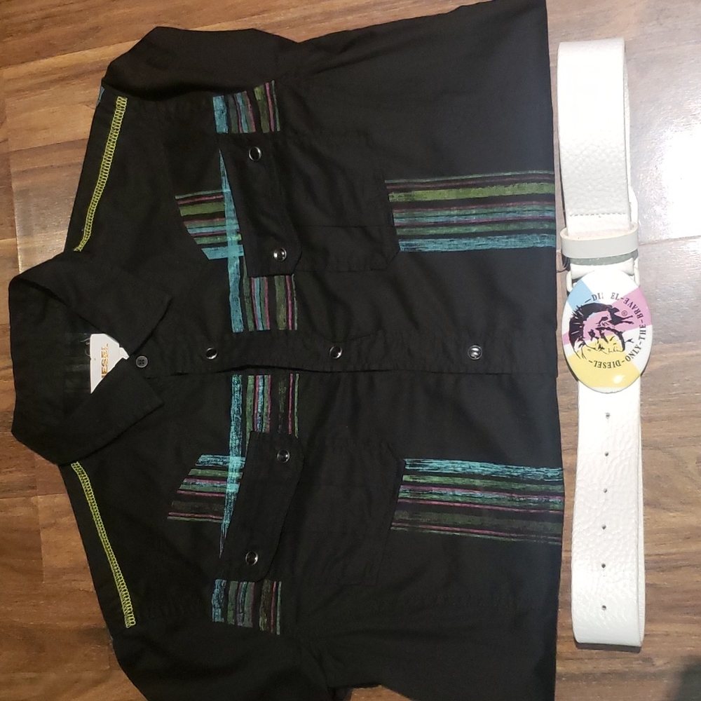 Diesel SS Button Up Shirt and Belt Combo